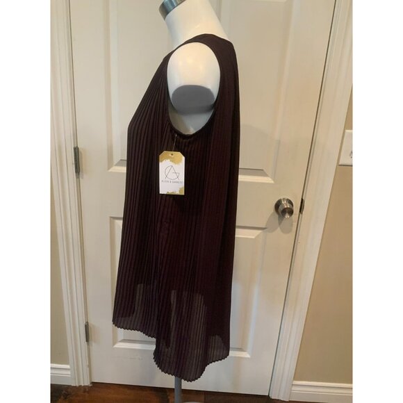 Max Mara Dark Purple Pleated Semi-Sheer Tank Top, Size 6 (US) - Picture 4 of 8